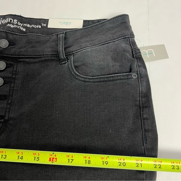 NWT m jeans by MAURICES Women’s Black Jeans Sz 18W Button Fly Distressed Stretch - Picture 11 of 15